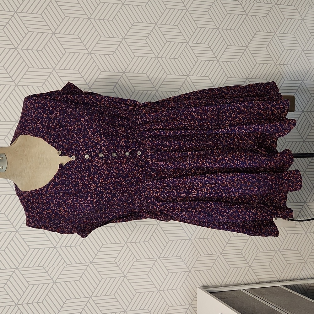 Free People One Fine Day Purple Floral Mini Dress Size Medium